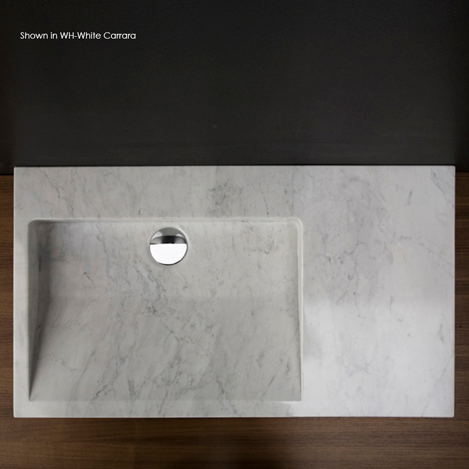 Vessel or vanity top Bathroom Sink made of natural stone, no overflow. Unfinished back. 32"W, 18"D, 3"H, 3 faucet holes in 8" spread - Maison&Co.