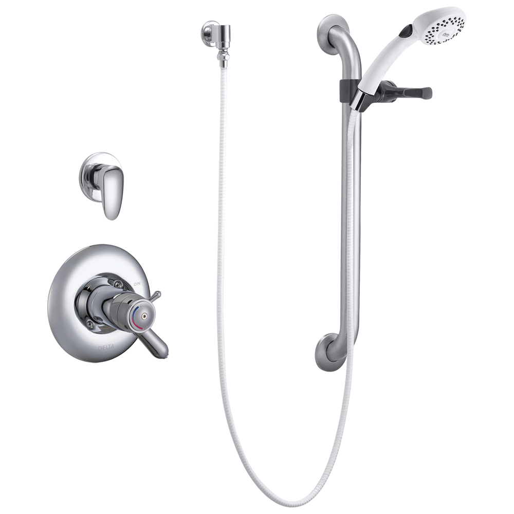 Commercial T17TH: Universal Dual Shower Trim, Diverter, Hand Shower, and Grab Bar