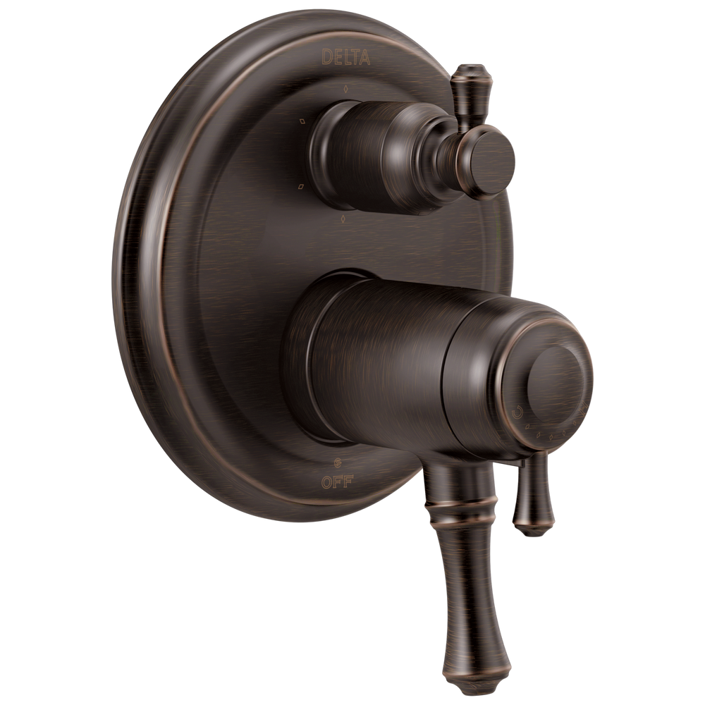 Delta Cassidy™: Traditional 2-Handle TempAssure® 17T Series Valve Trim with 6-Setting Integrated Diverter