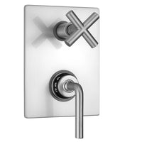Rectangle Plate with Contempo Slim Lever Thermostatic Valve with Contempo Slim Cross Built-in 2-Way Or 3-Way Diverter/Volume Controls (J-TH34-686 / J-TH34-687 / J-TH34-688 / J-TH34-689) in Multiple Finishes - Maison&Co.
