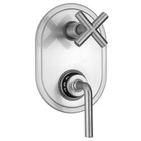 Oval Plate with Contempo Slim Lever Thermostatic Valve with Contempo Slim Cross Built-in 2-Way Or 3-Way Diverter/Volume Controls (J-TH34-686 / J-TH34-687 / J-TH34-688 / J-TH34-689) in Multiple Finishes - Maison&Co.