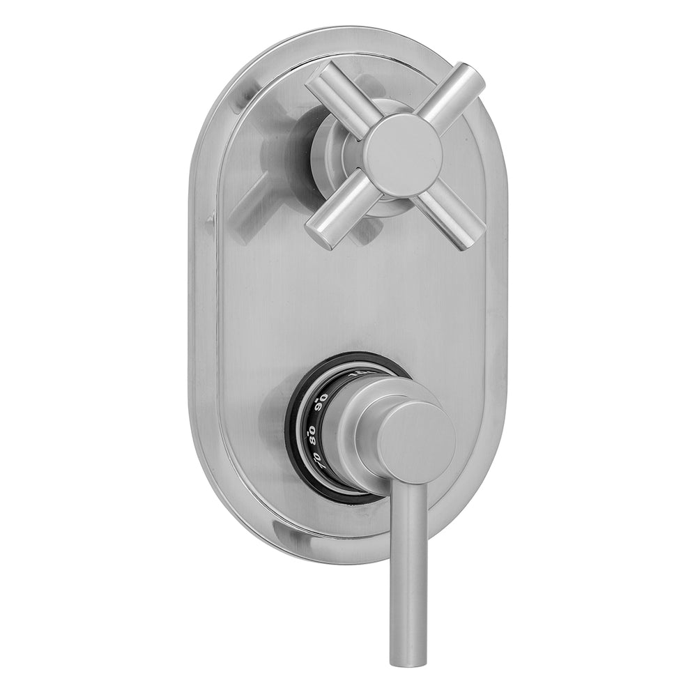 Oval Plate with Contempo Low Lever Thermostatic Valve with Contempo Cross Built-in 2-Way Or 3-Way Diverter/Volume Controls (J-TH34-686 / J-TH34-687 / J-TH34-688 / J-TH34-689) in Multiple Finishes