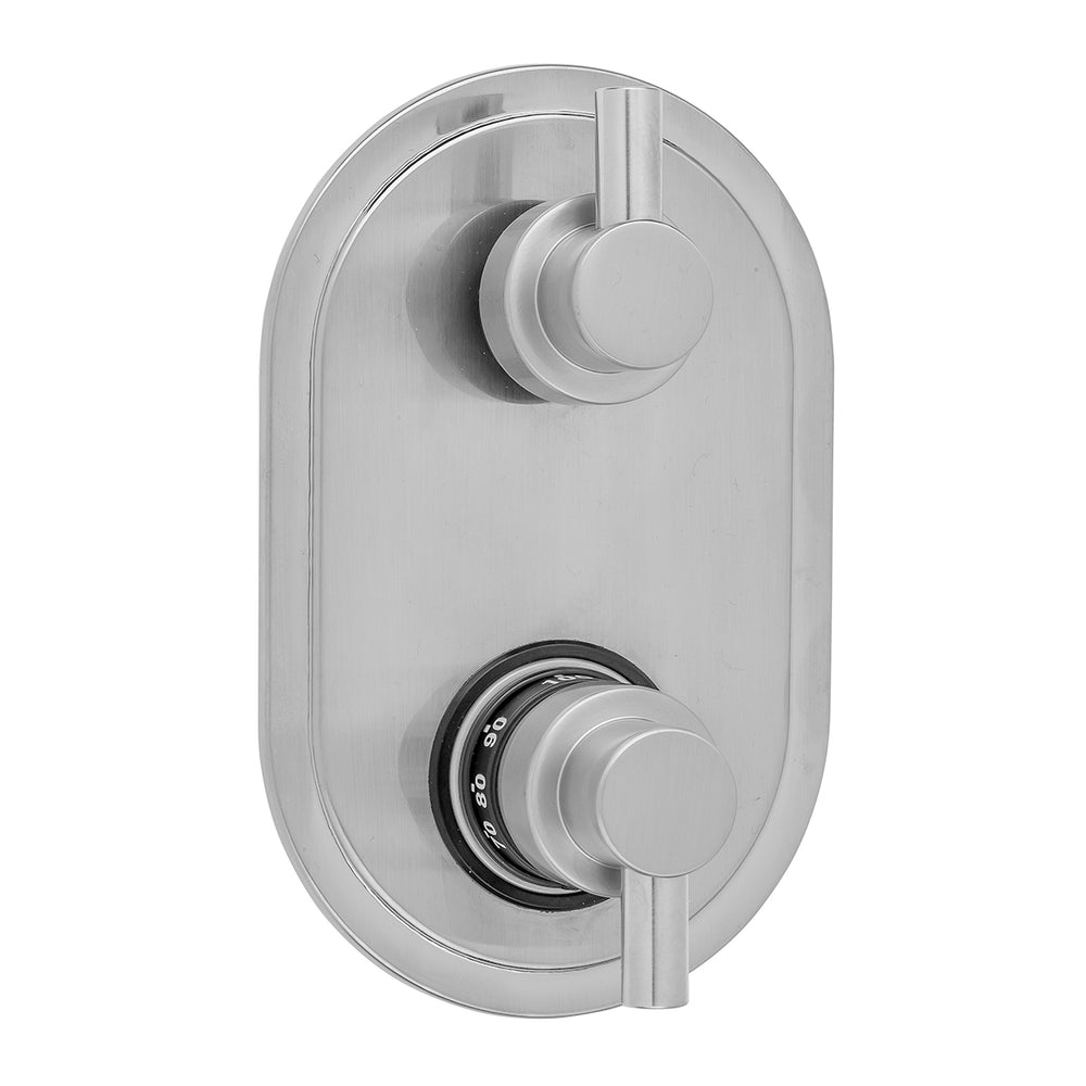 Oval Plate with Contempo Short Peg Lever Thermostatic Valve with Short Peg Lever Built-in 2-Way Or 3-Way Diverter/Volume Controls (J-TH34-686 / J-TH34-687 / J-TH34-688 / J-TH34-689) in Multiple Finishes