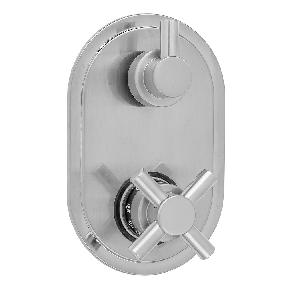 Oval Plate with Contempo Cross Thermostatic Valve with Short Peg Lever Built-in 2-Way Or 3-Way Diverter/Volume Controls (J-TH34-686 / J-TH34-687 / J-TH34-688 / J-TH34-689) in Multiple Finishes