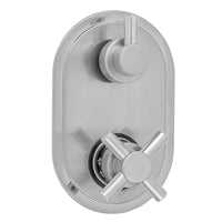 Oval Plate with Contempo Cross Thermostatic Valve with Short Peg Lever Built-in 2-Way Or 3-Way Diverter/Volume Controls (J-TH34-686 / J-TH34-687 / J-TH34-688 / J-TH34-689) in Multiple Finishes - Maison&Co.