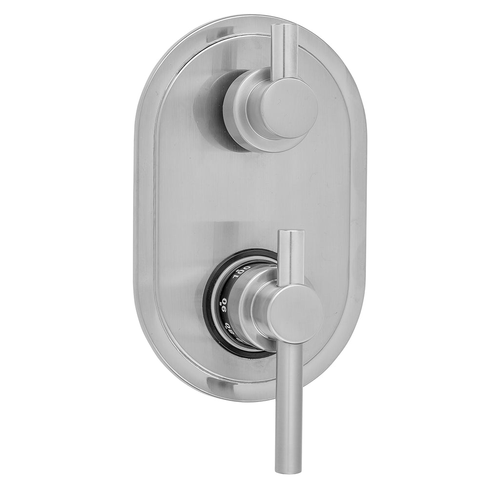 Oval Plate with Contempo Peg Lever Thermostatic Valve with Short Peg Lever Built-in 2-Way Or 3-Way Diverter/Volume Controls (J-TH34-686 / J-TH34-687 / J-TH34-688 / J-TH34-689) in Multiple Finishes