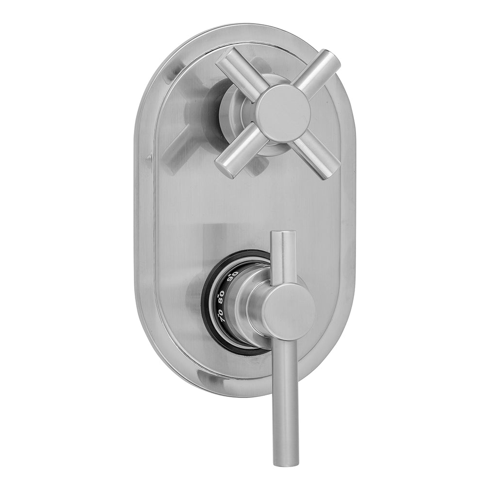 Oval Plate with Contempo Peg Lever Thermostatic Valve with Contempo Cross Built-in 2-Way Or 3-Way Diverter/Volume Controls (J-TH34-686 / J-TH34-687 / J-TH34-688 / J-TH34-689) in Multiple Finishes