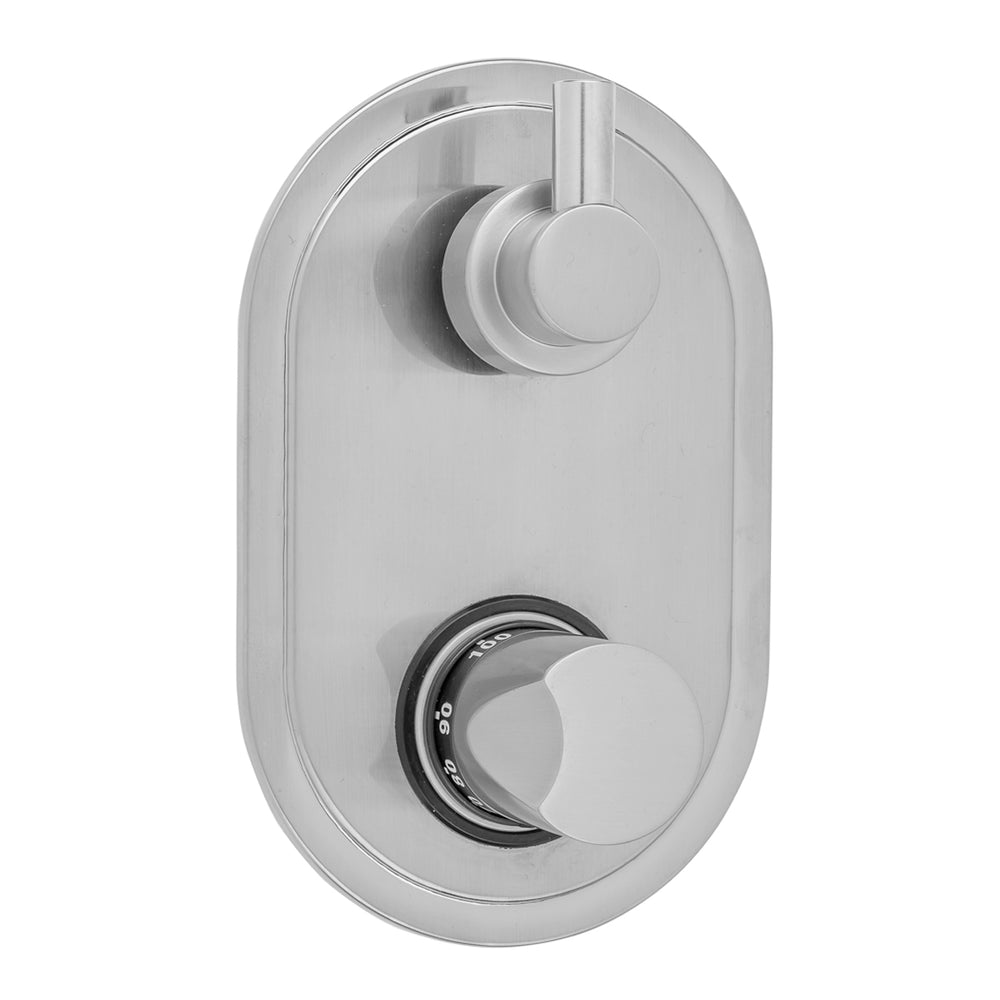 Oval Plate with Thumb Thermostatic Valve with Short Peg Built-in 2-Way Or 3-Way Diverter/Volume Controls (J-TH34-686 / J-TH34-687 / J-TH34-688 / J-TH34-689) in Multiple Finishes