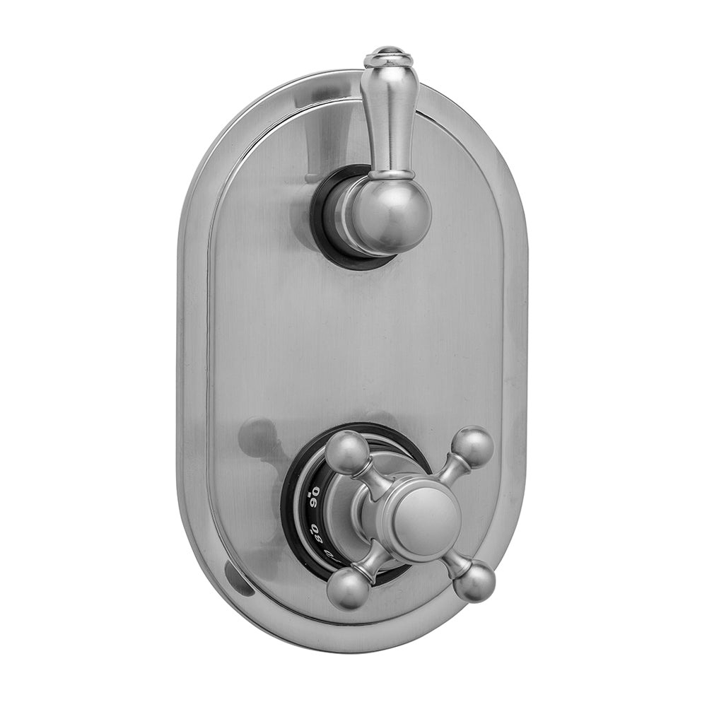 Oval Plate with Ball Cross Thermostatic Valve with Regency Peg Lever Built-in 2-Way Or 3-Way Diverter/Volume Controls (J-TH34-686 / J-TH34-687 / J-TH34-688 / J-TH34-689) in Multiple Finishes