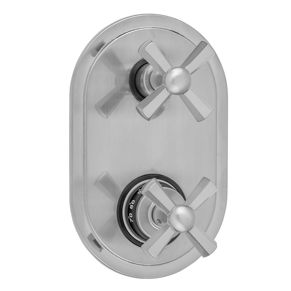 Oval Plate with Hex Cross Thermostatic Valve with Hex Cross Built-in 2-Way Or 3-Way Diverter/Volume Controls (J-TH34-686 / J-TH34-687 / J-TH34-688 / J-TH34-689) in Multiple Finishes