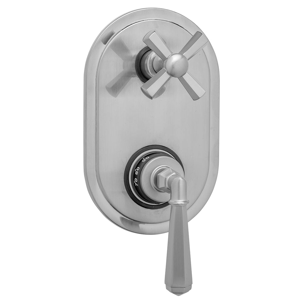 Oval Plate with Hex Lever Thermostatic Valve with Hex Cross Built-in 2-Way Or 3-Way Diverter/Volume Controls (J-TH34-686 / J-TH34-687 / J-TH34-688 / J-TH34-689) in Multiple Finishes