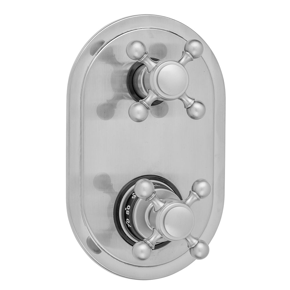 Oval Plate with Ball Cross Thermostatic Valve with Ball Cross Built-in 2-Way Or 3-Way Diverter/Volume Controls (J-TH34-686 / J-TH34-687 / J-TH34-688 / J-TH34-689) in Multiple Finishes