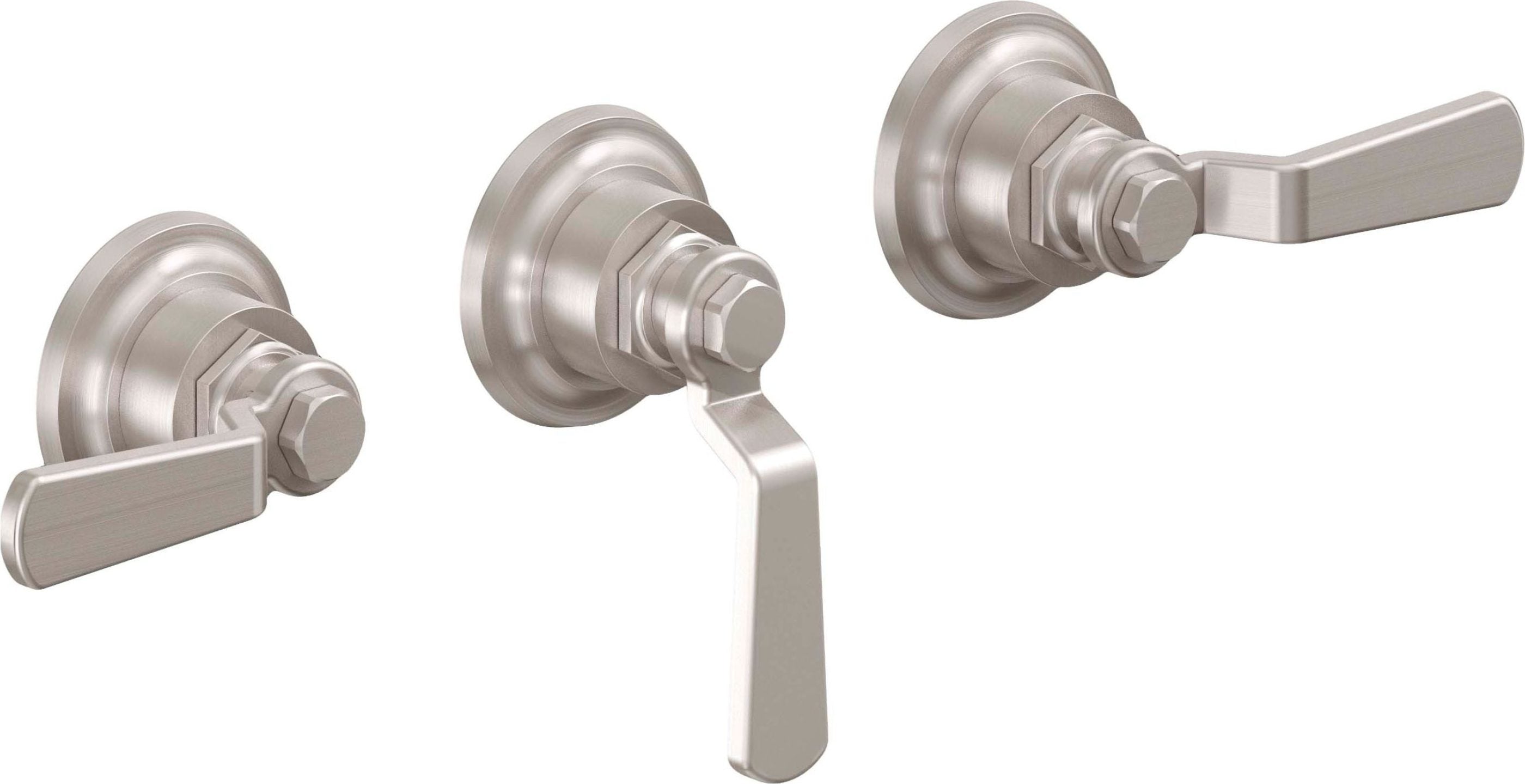 California Faucets - TO-8003L-SN - 3 Handle Tub and Shower Trim Only - Satin Nickel  - Descanso Works