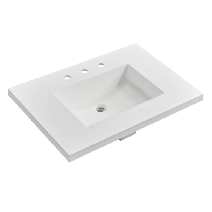 Fdstone 30-1/2" W X 22" L X 1-1/2" H Vanity Top with 8" Widespread Faucet Holes in Matte White (Vanity Base Sold Separately)