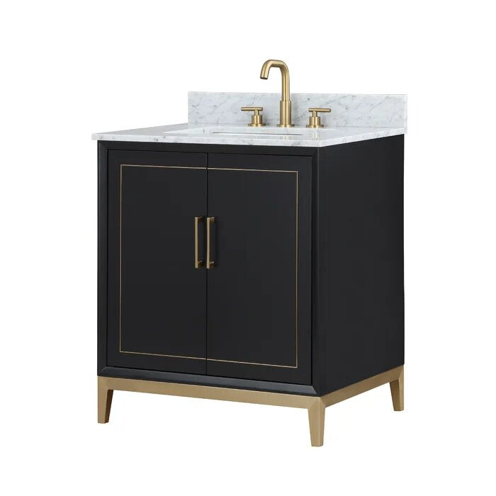 Gracie 30" Bathroom Vanity, Black with Carrara Marble top