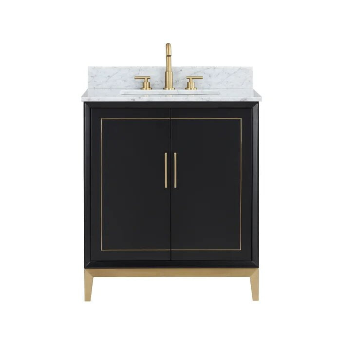 Gracie 30" Bathroom Vanity, Black with Carrara Marble top