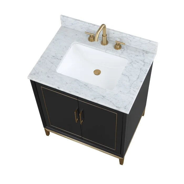 Gracie 30" Bathroom Vanity, Black with Carrara Marble top