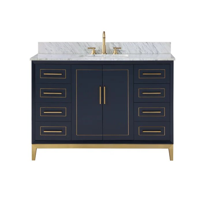 Gracie 48" Bathroom Vanity, Blue with Carrara Marble top