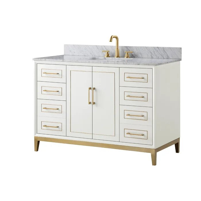 Gracie 48" Bathroom Vanity, White with Carrara Marble top