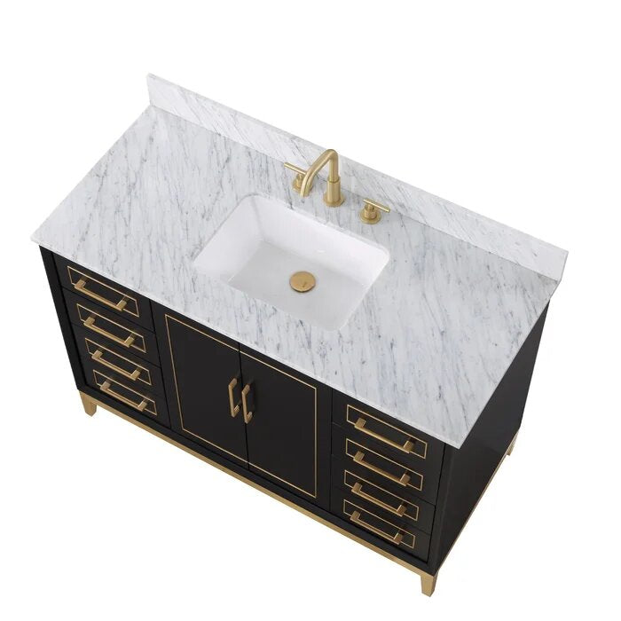 Gracie 48" Bathroom Vanity, Black with Carrara Marble top