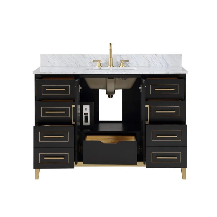 Gracie 48" Bathroom Vanity, Black with Carrara Marble top