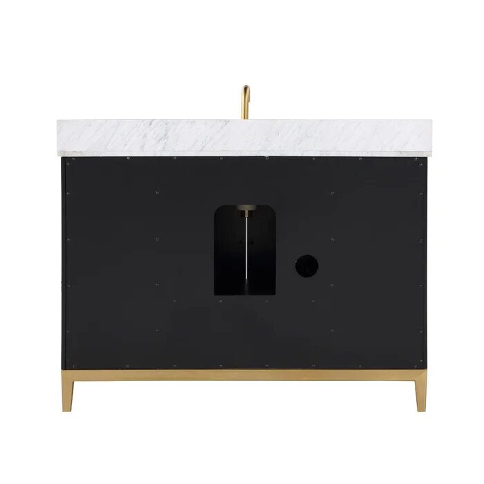 Gracie 48" Bathroom Vanity, Black with Carrara Marble top