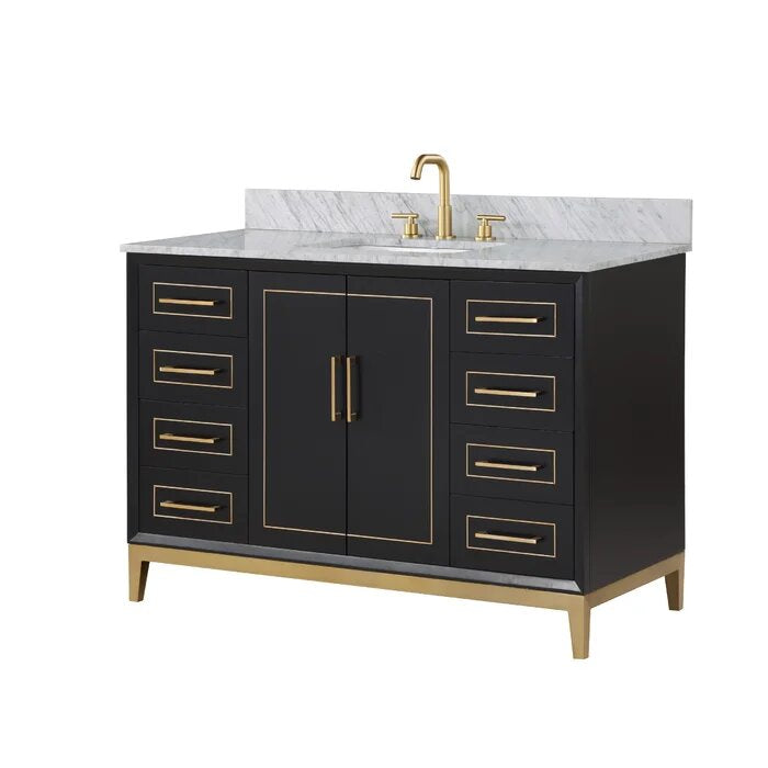 Gracie 48" Bathroom Vanity, Black with Carrara Marble top