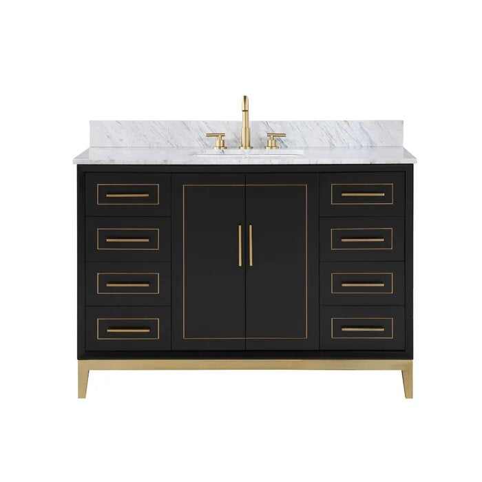 Gracie 48" Bathroom Vanity, Black with Carrara Marble top