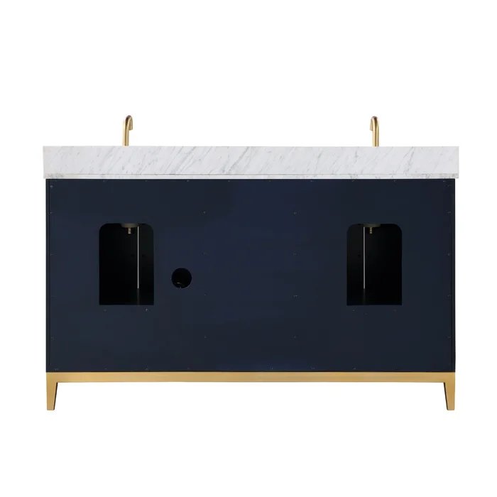 Gracie 60" Bathroom Vanity, Blue with Carrara Marble top