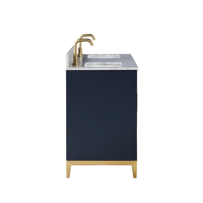 Gracie 60" Bathroom Vanity, Blue with Carrara Marble top