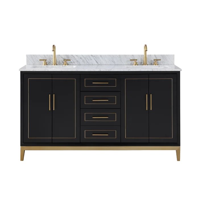 Gracie 60" Bathroom Vanity, Blue with Carrara Marble top