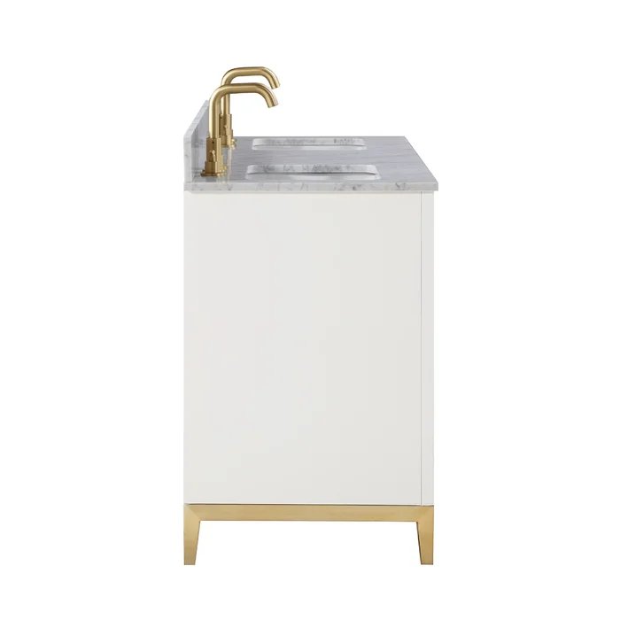 Gracie 60" Bathroom Vanity, White with Carrara Marble top