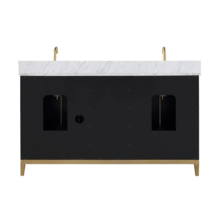 Gracie 60" Bathroom Vanity, Black with Carrara Marble top