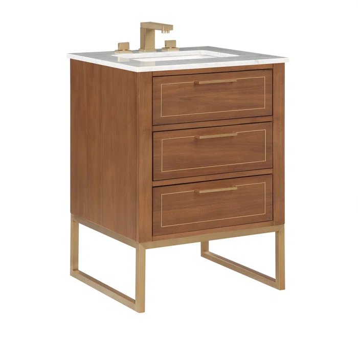 Markham 24" Vanity Walnut / Satin Brass - Quartz Top