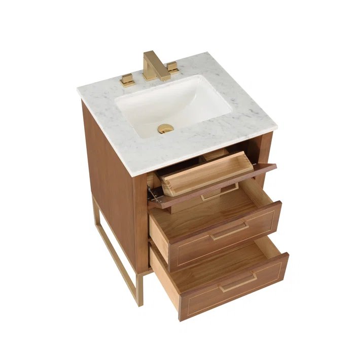 Markham 24" Vanity Walnut / Satin Brass - Quartz Top