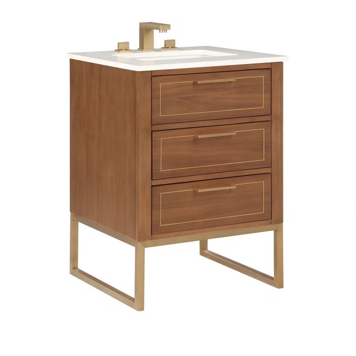 Markham 24" Vanity Walnut / Satin Brass - Quartz Top