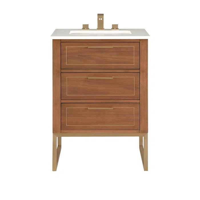 Markham 24" Vanity Walnut / Satin Brass - Quartz Top