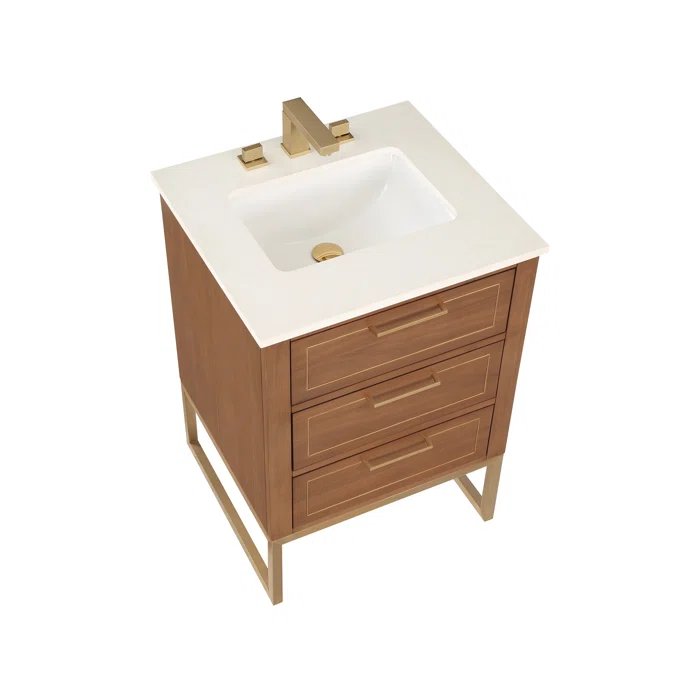 Markham 24" Vanity Walnut / Satin Brass - Quartz Top