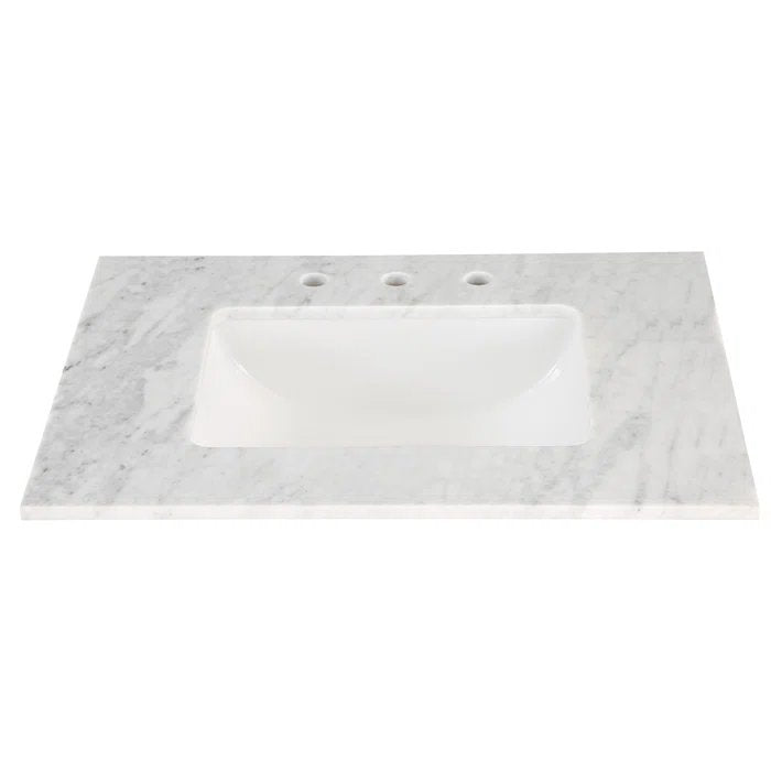 Markham 30" Vanity Cashmere Grey/ Satin Brass - Marble Top