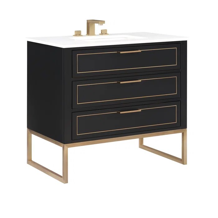 Markham 36" Vanity Midnight Black / Satin Brass - Quartz Top