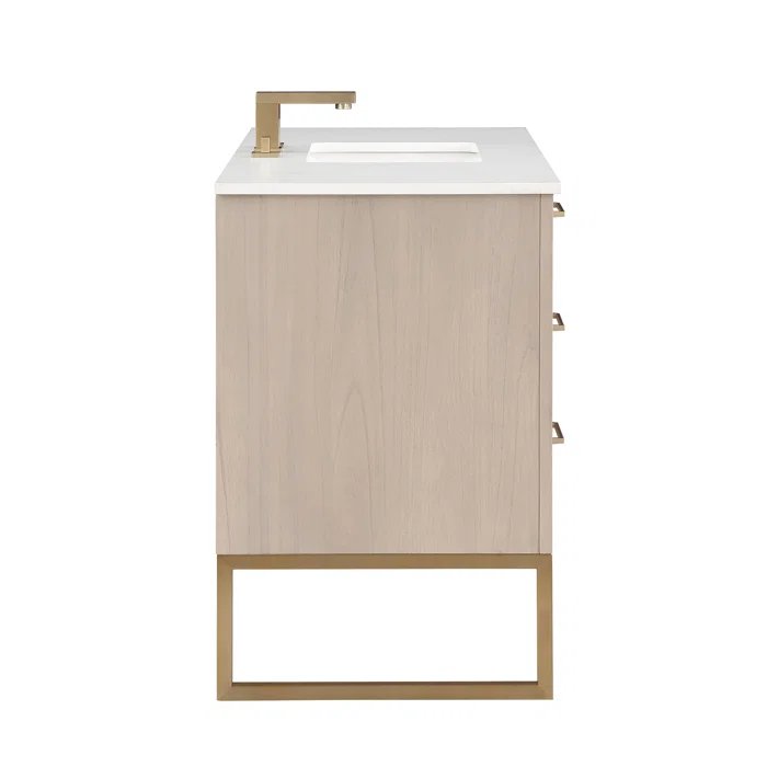 Markham 48" Vanity Cashmere Grey/ Satin Brass - Quartz Top