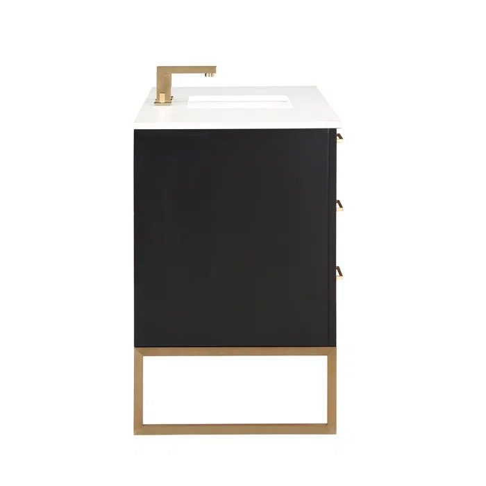 Markham 48" Vanity Midnight Black / Satin Brass - Quartz Top