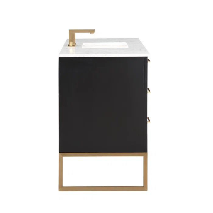 Markham 48" Vanity Midnight Black / Satin Brass - Marble Top