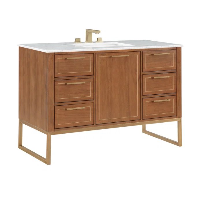 Markham 48" Vanity Walnut / Satin Brass - Marble Top