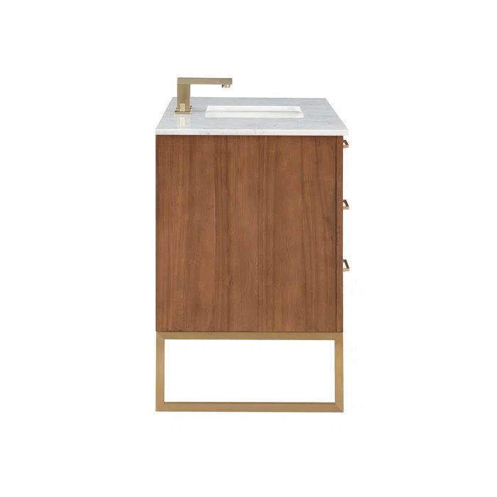 Markham 48" Vanity Walnut / Satin Brass - Marble Top