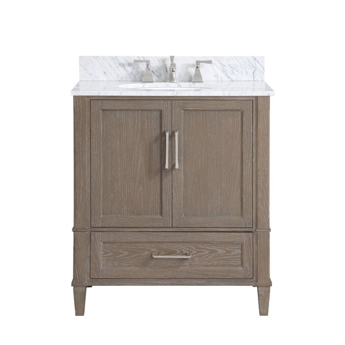 Montauk 30" Bathroom Vanity, Light Oak with Carrara Marble top