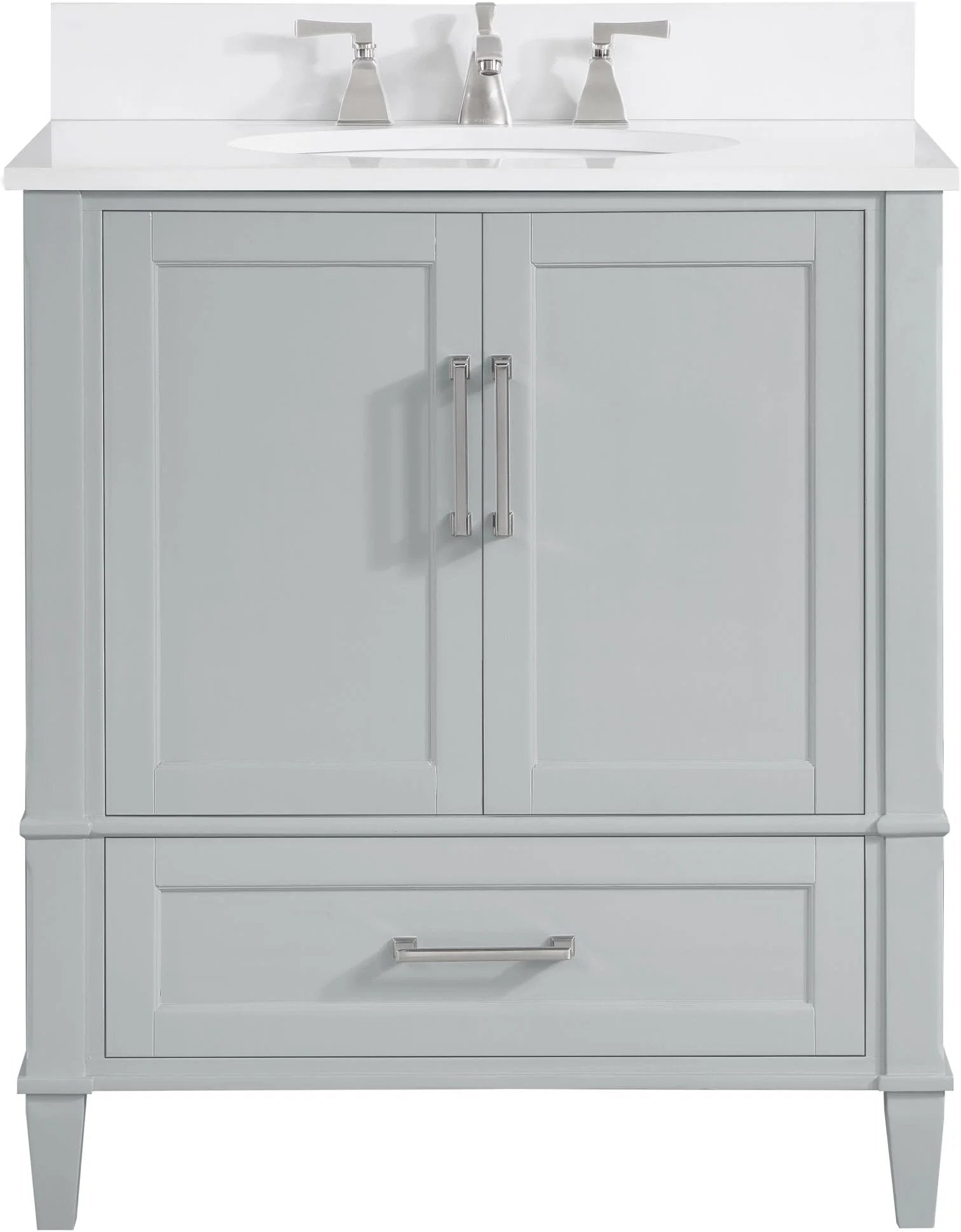 Montauk 36" Bathroom Vanity, Morning Fog Grey with White Quartz top