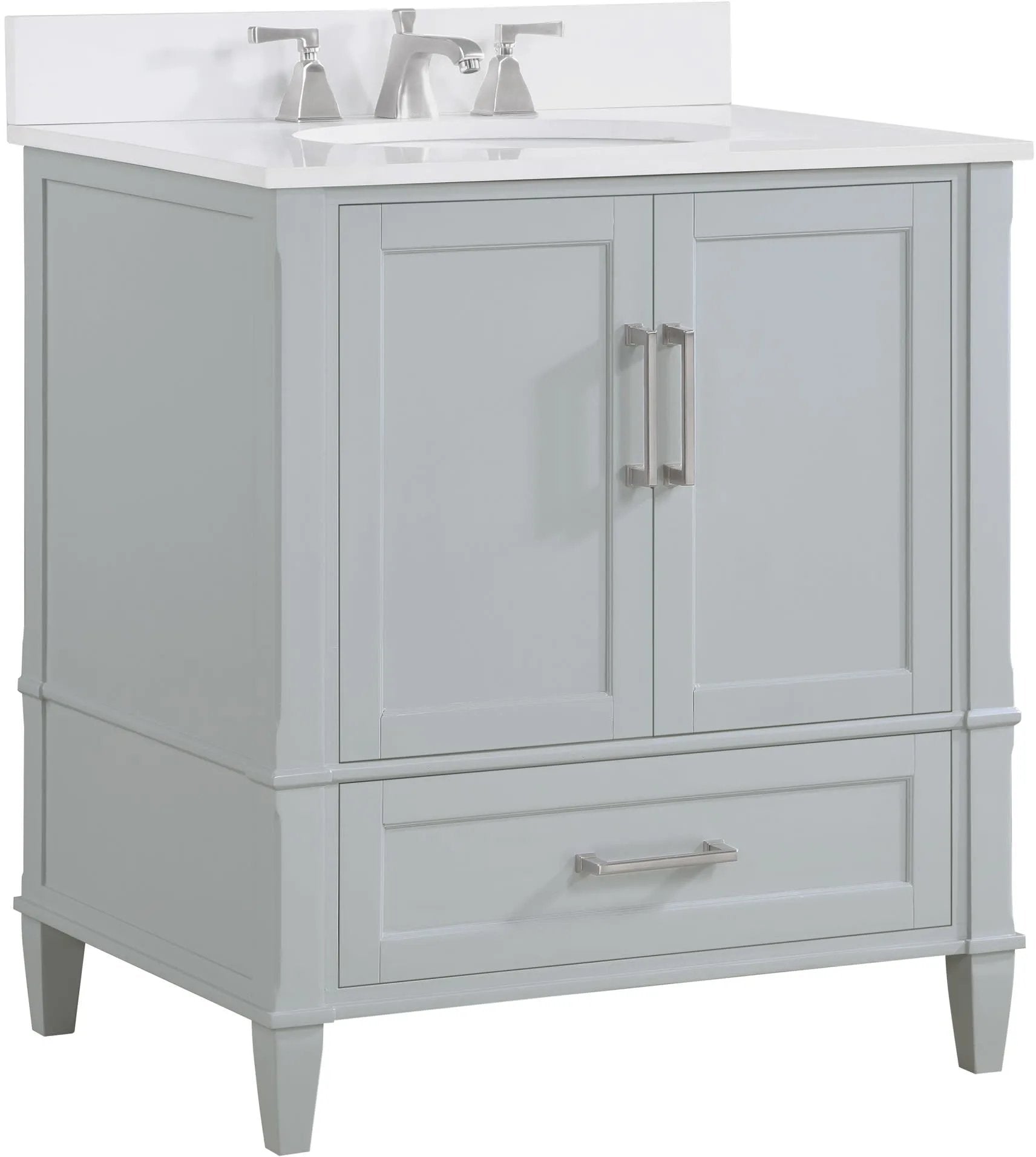 Montauk 36" Bathroom Vanity, Morning Fog Grey with White Quartz top