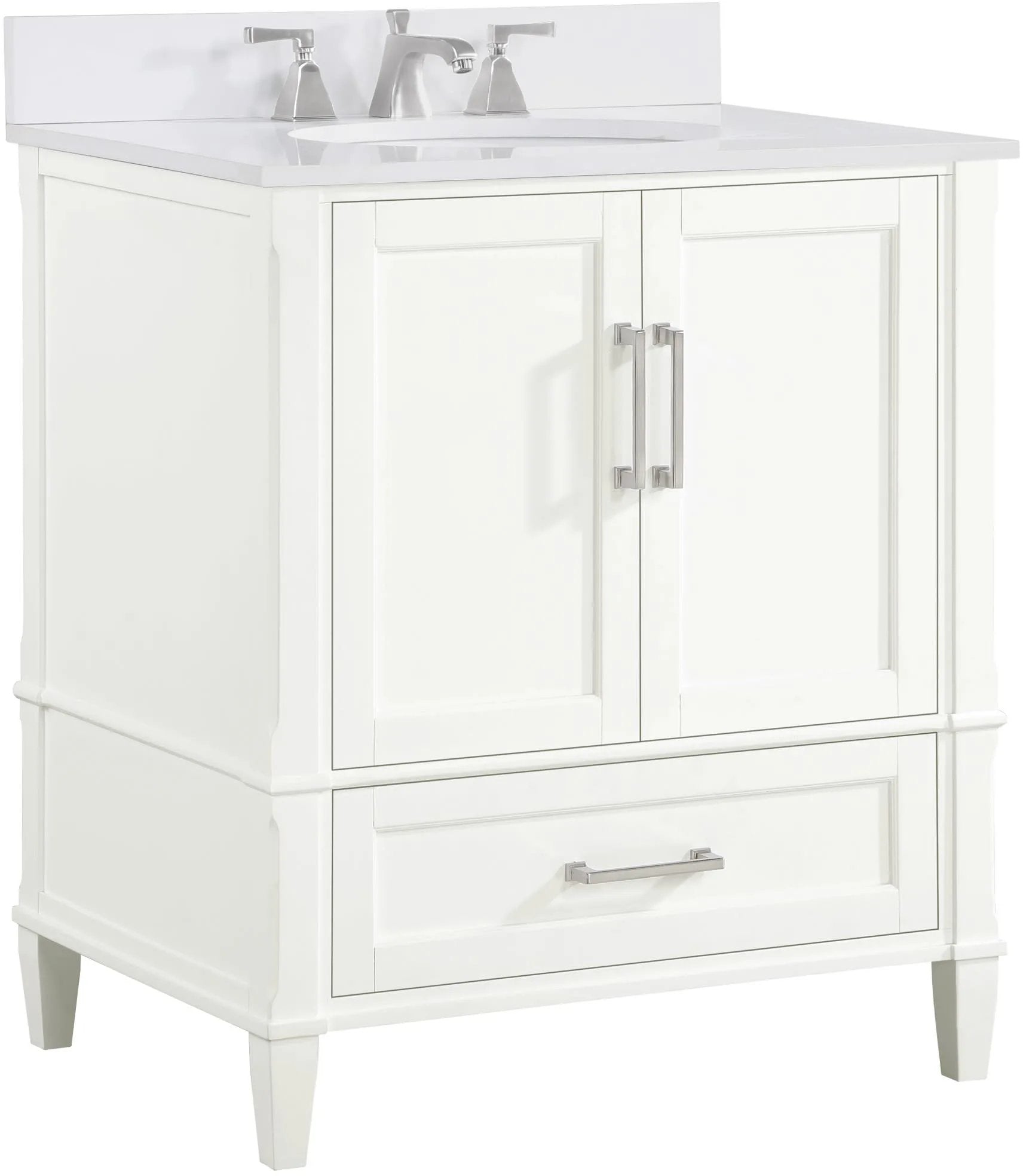 Montauk 36" Bathroom Vanity, Pure White with White Quartz top