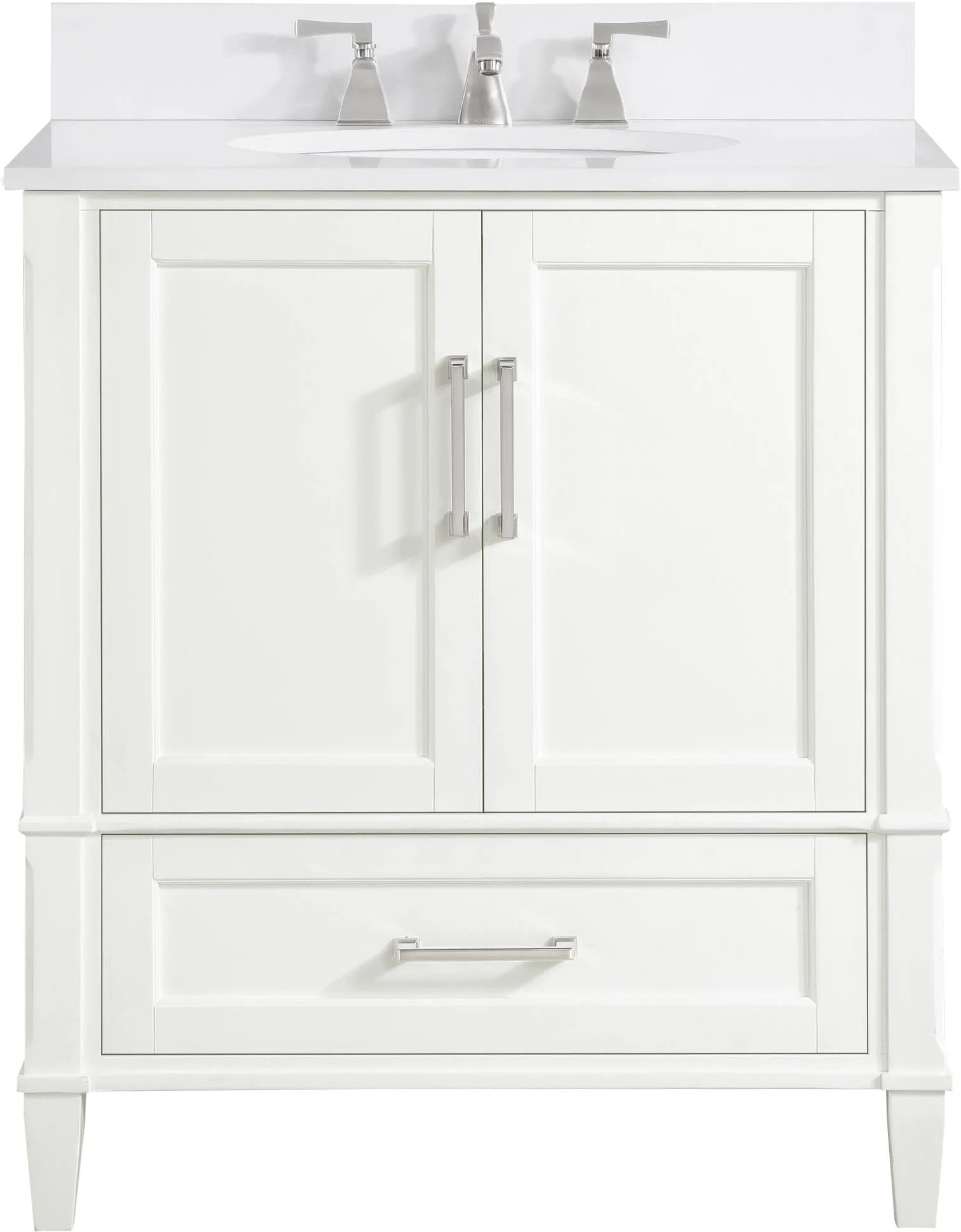 Montauk 36" Bathroom Vanity, Pure White with White Quartz top